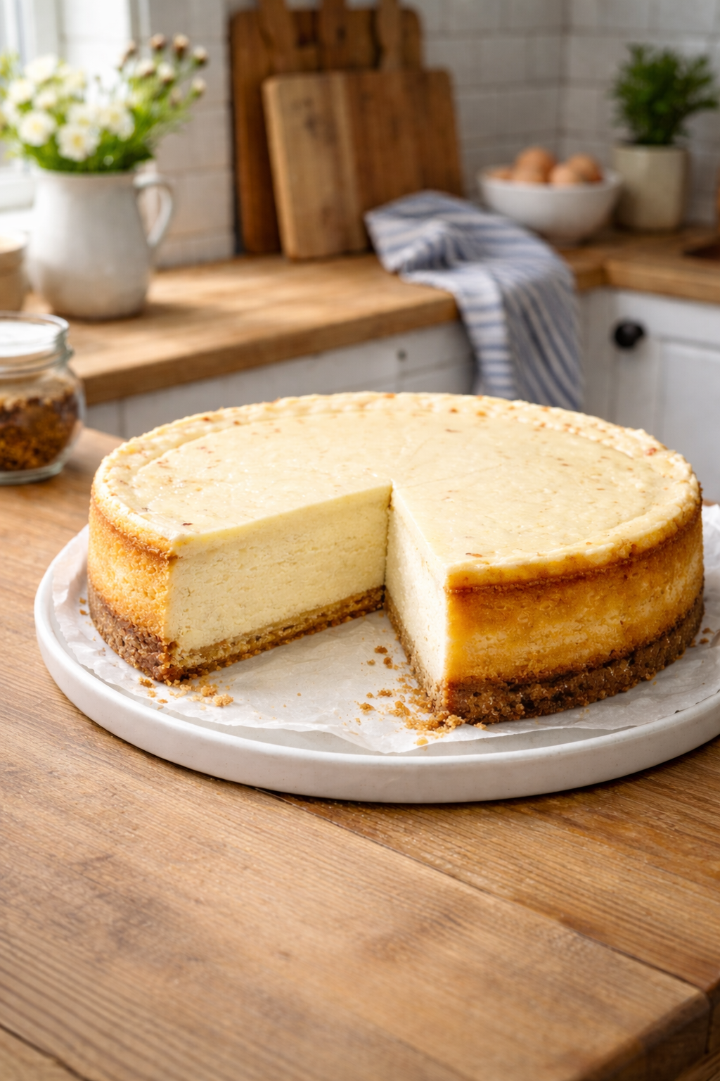 Cheesecake classique new-yorkais à la croûte aux amandes